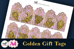 Gold Pattern Gift Tags Printable A4 Set Product Image 3