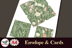 William Morris Green Cards &amp; Square Envelope Printable A4 Product Image 3