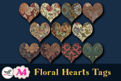 Vintage Floral Heart Tags Printable A4 Set Product Image 3