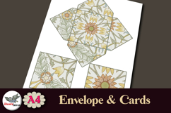 William Morris Silver Floral Cards &amp; Envelope A4 Printable Product Image 3