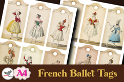 Vintage French Ballet Tags Printable A4 Set Product Image 3