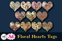Vintage Floral Heart Tags Printable A4 Set Product Image 4