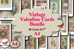 Vintage Valentine Cards Bundle 46 Printable 5x7 Cards Product Image 1