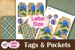 Blue Floral Tags &amp; Pockets Junk Journal Kit Letter Product Image 1