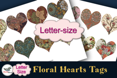 Vintage Floral Heart Tags Printable Letter Set Product Image 1