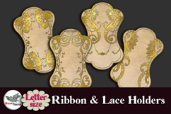 Gold Art Nouveau Ribbon &amp; Lace Holders Printable Letter Product Image 2