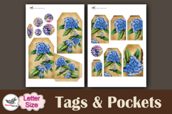 Blue Floral Tags &amp; Pockets Junk Journal Kit Letter Product Image 2