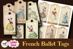 Vintage French Ballet Tags Printable Letter Size Product Image 2