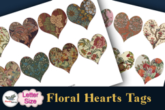 Vintage Floral Heart Tags Printable Letter Set Product Image 2