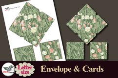 William Morris Style Green Cards &amp; Square Envelope Printable Product Image 2