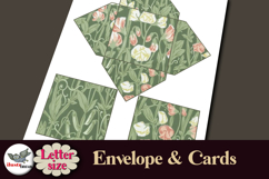 William Morris Style Green Cards &amp; Square Envelope Printable Product Image 3