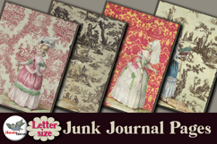 Vintage Textile &amp; Fashion Junk Journal Pages Letter Product Image 4