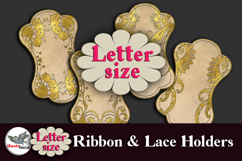 Gold Art Nouveau Ribbon &amp; Lace Holders Printable Letter Product Image 1