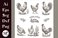 Vintage Farm Chicken Clipart Bundle SVG PNG AI EPS DXF Product Image 1