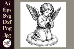 Vintage Praying Angel Clipart SVG Bundle Product Image 2