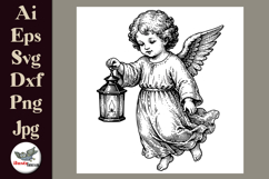 Vintage Angel with Lantern Clipart SVG Bundle Product Image 2