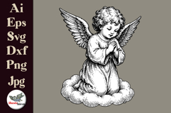 Vintage Praying Angel Clipart SVG Bundle Product Image 1