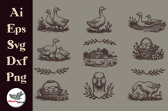 Vintage Goose Clipart Bundle SVG PNG AI EPS DXF Product Image 2