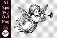 Vintage Angel Trumpet Clipart SVG Bundle Product Image 3