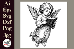 Vintage Reading Angel Clipart SVG Bundle Product Image 2