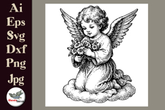 Vintage Angel with Flowers Clipart SVG Bundle Product Image 2