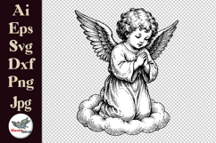 Vintage Praying Angel Clipart SVG Bundle Product Image 3