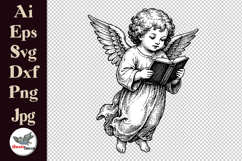 Vintage Reading Angel Clipart SVG Bundle Product Image 3