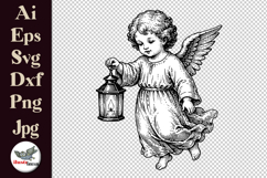 Vintage Angel with Lantern Clipart SVG Bundle Product Image 3