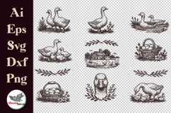 Vintage Goose Clipart Bundle SVG PNG AI EPS DXF Product Image 3