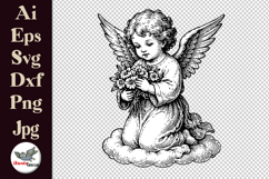 Vintage Angel with Flowers Clipart SVG Bundle Product Image 3