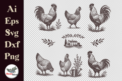 Vintage Farm Chicken Clipart Bundle SVG PNG AI EPS DXF Product Image 3