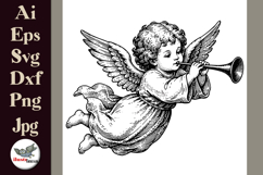 Vintage Angel Trumpet Clipart SVG Bundle Product Image 2