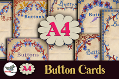 Vintage Floral Button Cards Printable Kit A4 Product Image 1