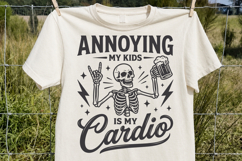 Annoying My Kids Is My Cardio SVG, Funny Skeleton Dad PNG Product Image 1