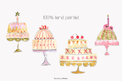 Watercolor Cakes Clipart - Hand Painted Dessert Illustration Product Image 2