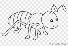 Cute ant with long antennae shape PNG animal clipart line Product Image 1