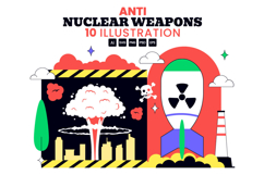 10 Anti Nuclear Weapons Protest Illustration Product Image 1