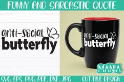 Anti-Social Butterfly Svg Cut File, Funny Quote Svg Product Image 1