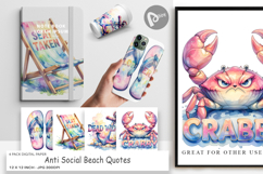 Anti Social Beach Quotes Digital Paper Product Image 1