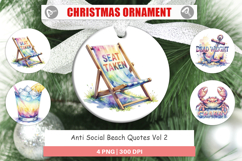 Anti Social Beach Quotes Ornament Product Image 1