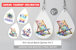 Anti Social Beach Quotes Earring Product Image 1