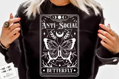 Anti social butterfly tarot card svg, tarot card svg Product Image 3