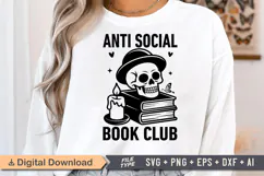 Anti Social Book Club SVG, Book Lover SVG, Reading SVG Product Image 1