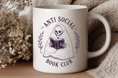 Anti Social Book Club SVG, Introvert Skeleton Cozy PNG Product Image 3