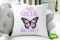 Anti Social Butterfly PNG, Butterfly PNG, Butterfly Clipart Product Image 3