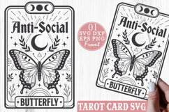 Anti Social Butterfly Tarot Card SVG, Celestial Bookmark Product Image 1