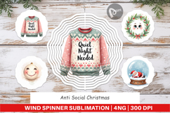 Wind Spinner Watercolor Anti Social Christmas Product Image 1