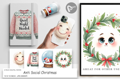 Digital Paper Watercolor Anti Social Christmas Product Image 1