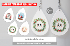 Earring Watercolor Anti Social Christmas Product Image 1