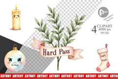 Clipart Watercolor Anti Social Christmas Product Image 1